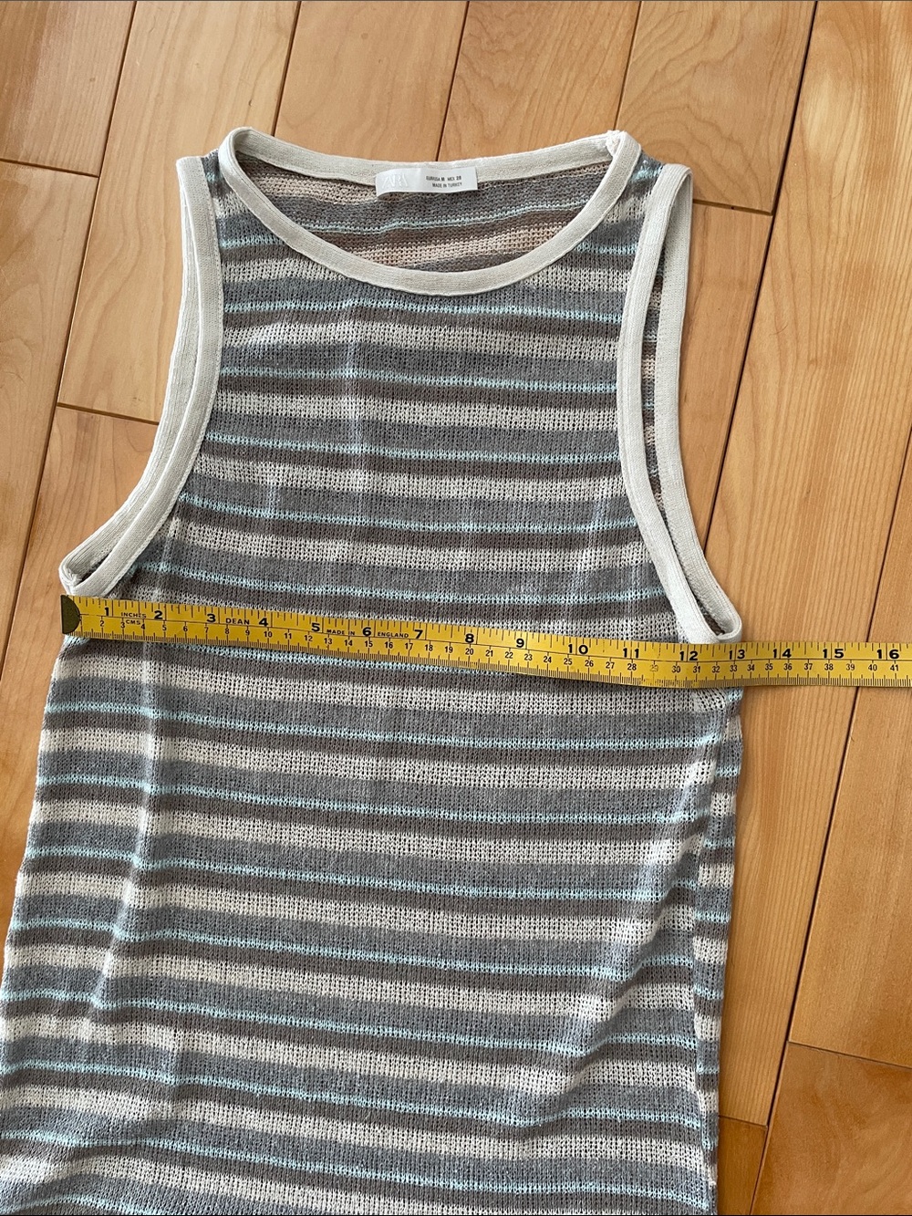 M. Alluring Striped Knit Tank and Skirt Set in Cream , Grey and Blue - Picture 8 of 13